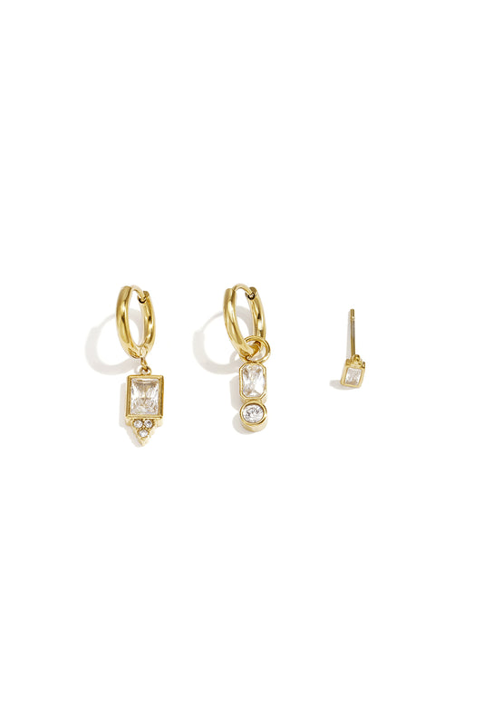 Ohrring-Sets aus Edelstahl, geometrische Form, schlichte Alltags-Serie, Damenschmuck