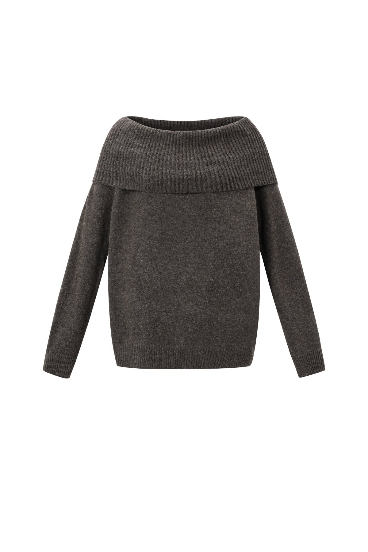 Gestrickte Polyesterfaser Damen-Off-Shoulder-Pullover Elegant Einfarbig
