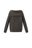 Gestrickte Polyesterfaser Damen-Off-Shoulder-Pullover Elegant Einfarbig