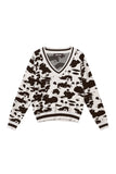 Strickware (einschließlich Häkel- und Wollstoffe) Leopardenmuster Damen V-Ausschnitt Pullover Herbst/Winter Casual