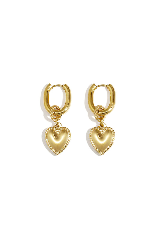 Herzförmige Ohrhänger aus Edelstahl, schlichte Serie, Damenschmuck