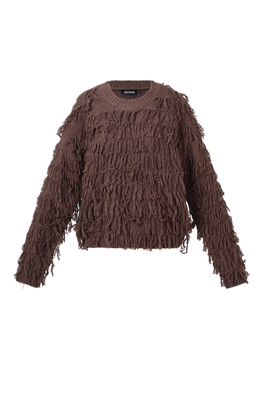 Strickpullover mit Fransen