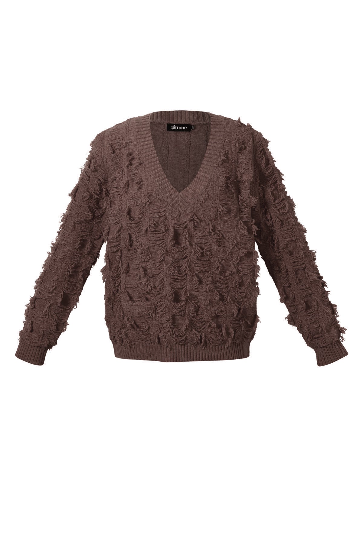 V-Pullover mit Fransen