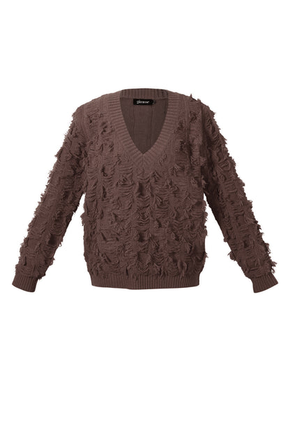 V-Pullover mit Fransen