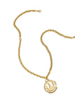 Halsketten mit Anhänger aus 14-karätig vergoldetem Edelstahl, lächelndes Gesicht, schlichte Alltags-Serie, Damenschmuck