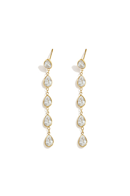 Elegante, tropfenförmige Ohrhänger aus Edelstahl – perfekt für festliche Anlässe und Partys. Luxuriöse Damenschmuckserie.