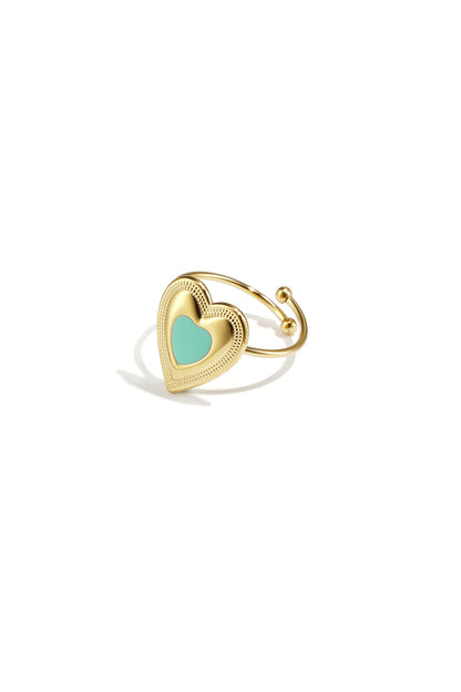 Verstellbarer Statement-Ring mit farbigem Herz
