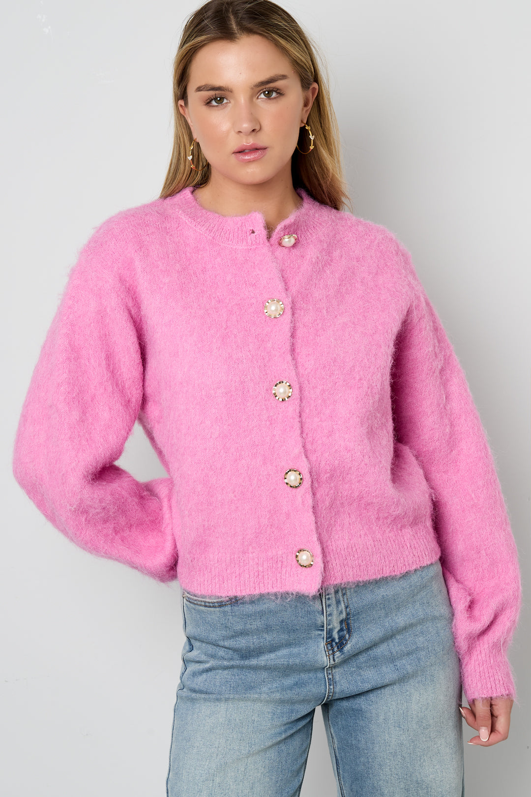Gestrickte Polyesterfaser Damen Strickjacke Casual Einfarbig