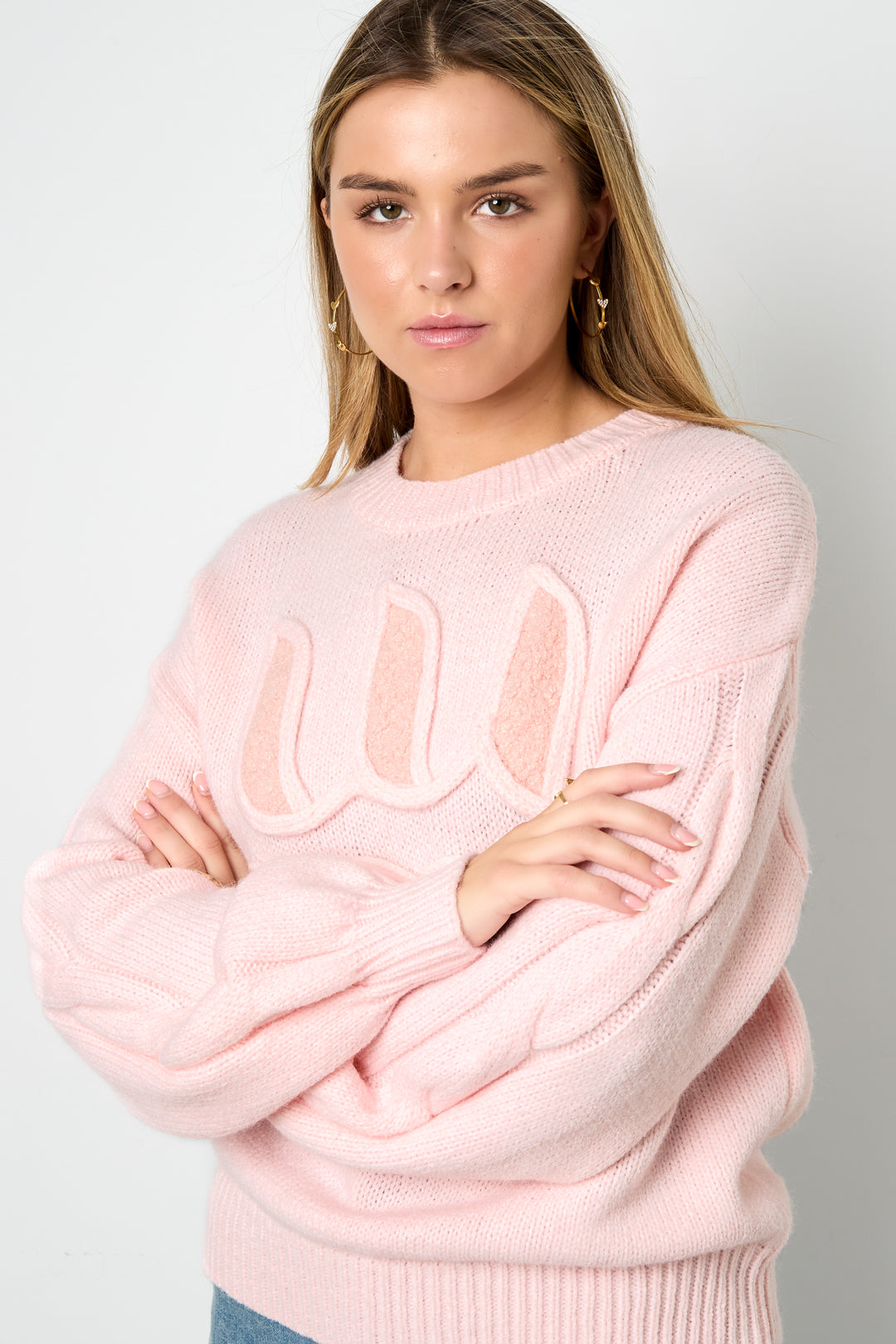 Gestrickte Polyesterfaser Damen Strickpullover Casual Letters