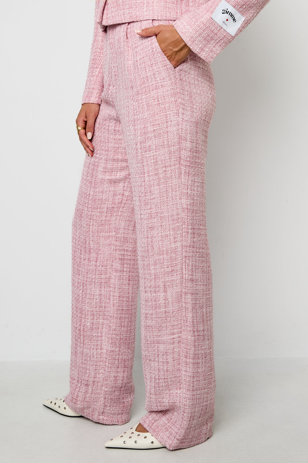 Gewebte Polyesterfasern Damen Gerade Hosen Elegantes Karomuster Herbst/Winter