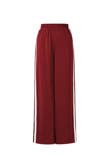 Gewebte Polyesterfaser Damen Gerade Hose Sportlich Farbkontrast