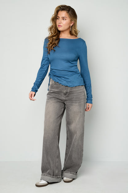 langarmshirt-mit-raffung-damen-elegant-casual-look-fashion