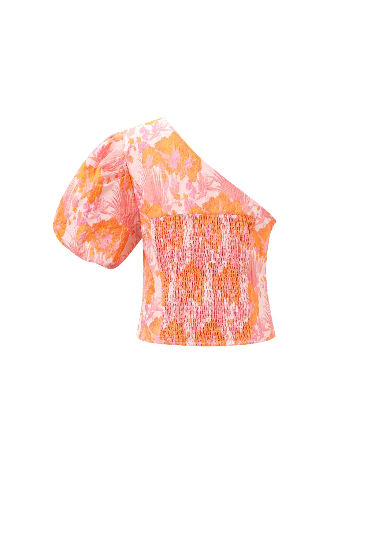 one-shoulder-damen-oberteil-blumen-gewebt-elegant-outfit-idea-style