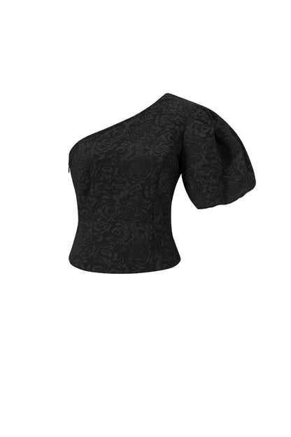 one-shoulder-damen-oberteil-blumenmuster-elegant-premium-fashion-detail