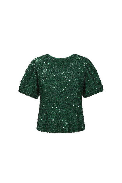 pailletten-damen-kurzarm-oberteil-gewebt-elegant-front-view