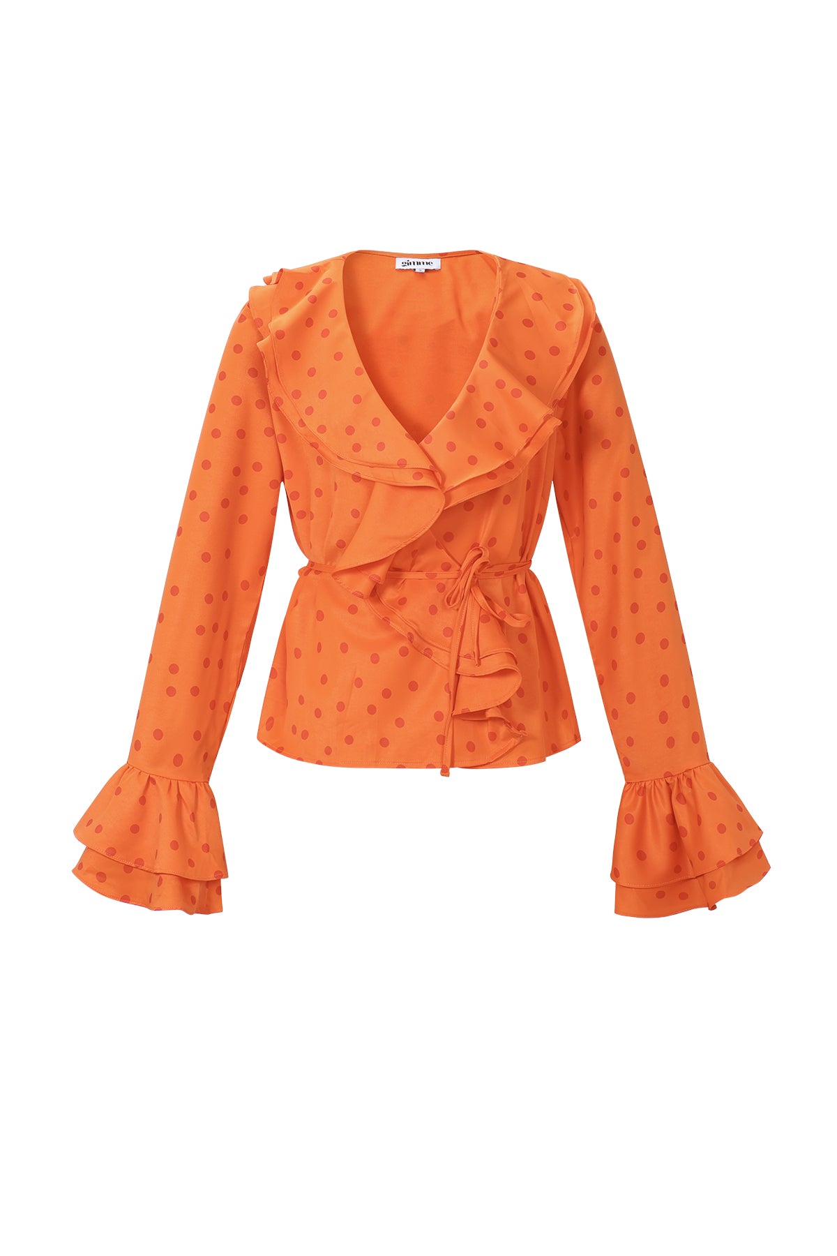 rueschen-bluse-polka-dots-damen-elegant-front-view
