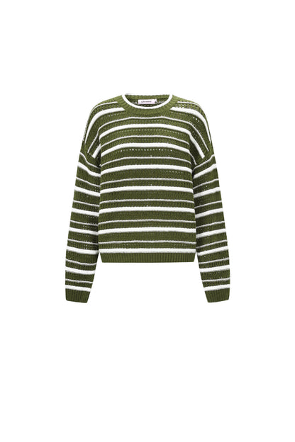 Gestrickte Polyesterfaser Damen Strickpullover Casual Streifen