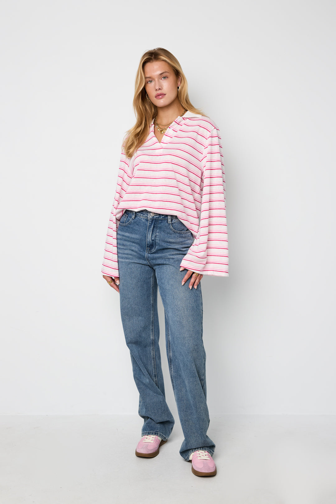 Gestreiftes Stretch-Polo-Set