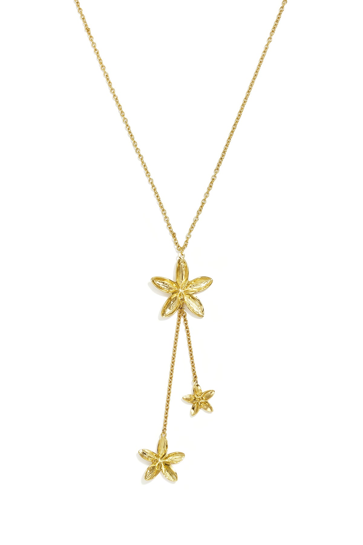 Lange Halskette aus Edelstahl, Blumenmuster, lässig-schlichte Serie, Damenschmuck