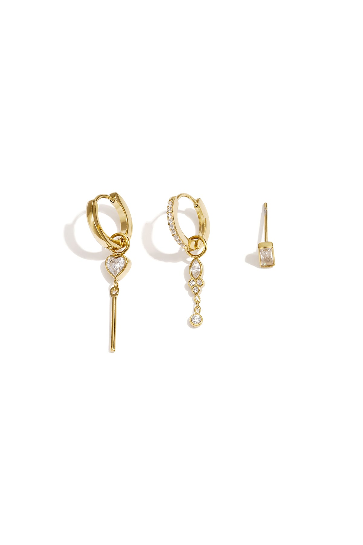 Edelstahl-Ohrring-Sets, Herz, Schlicht, Alltagsschmuck, Serie, Damenschmuck