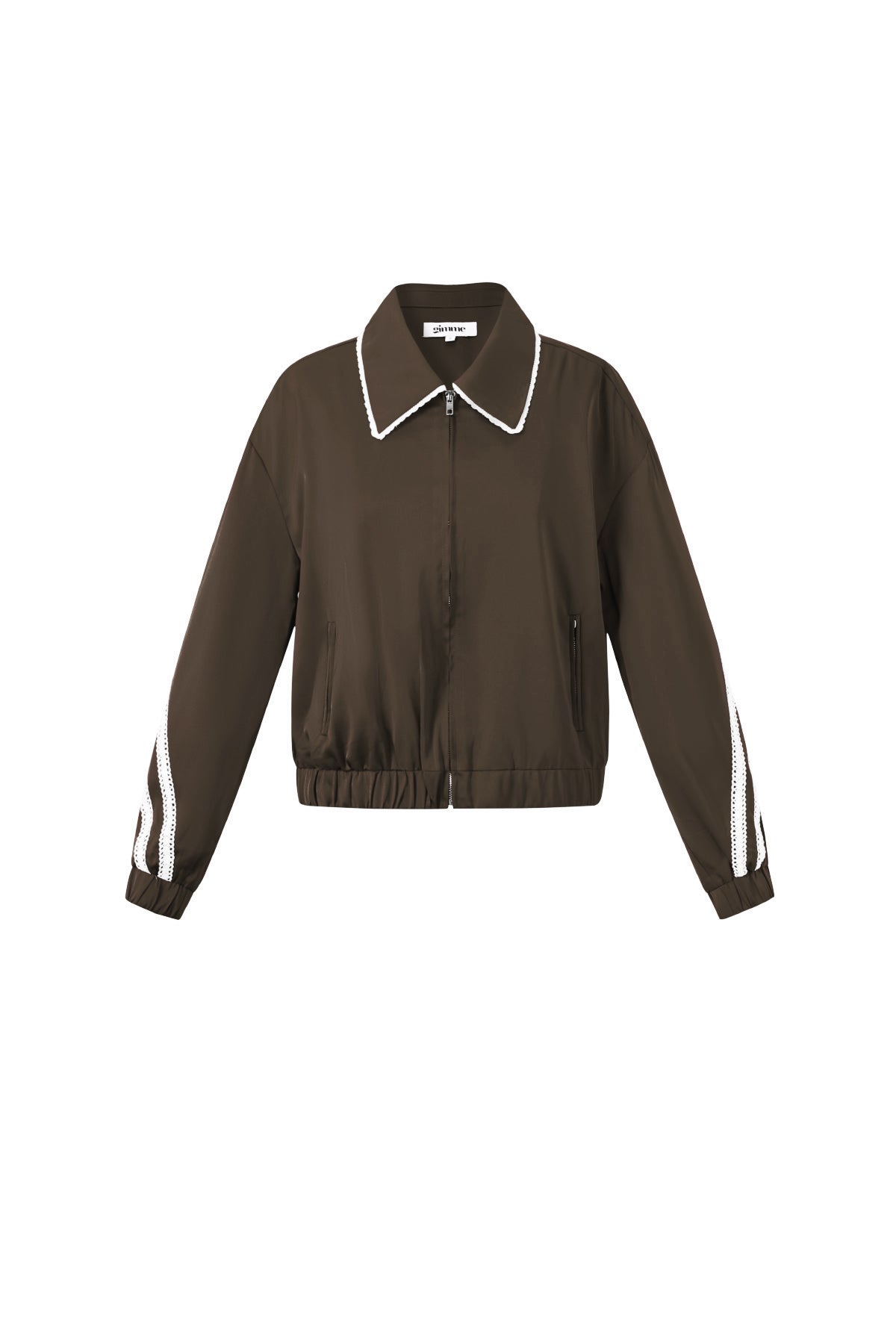 Gewebte Polyesterfaser Damenjacke Sportlich Farbkontrast 2-teiliges Set
