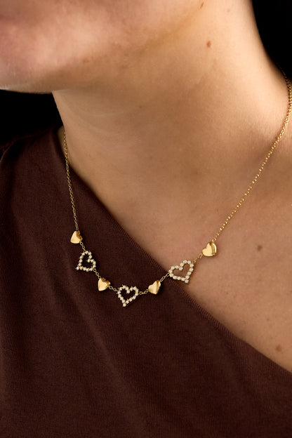 Halskette mit Herzanhänger aus Edelstahl, schlichte Serie „Alltagstauglich“, Damenschmuck