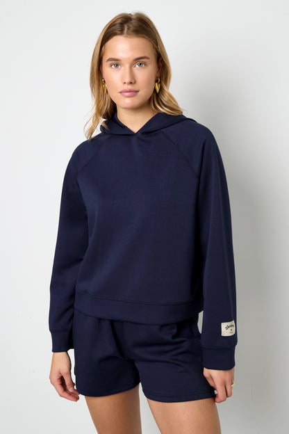 Gestrickte Polyesterfaser Damen Hoodie Sportlich Einfarbig