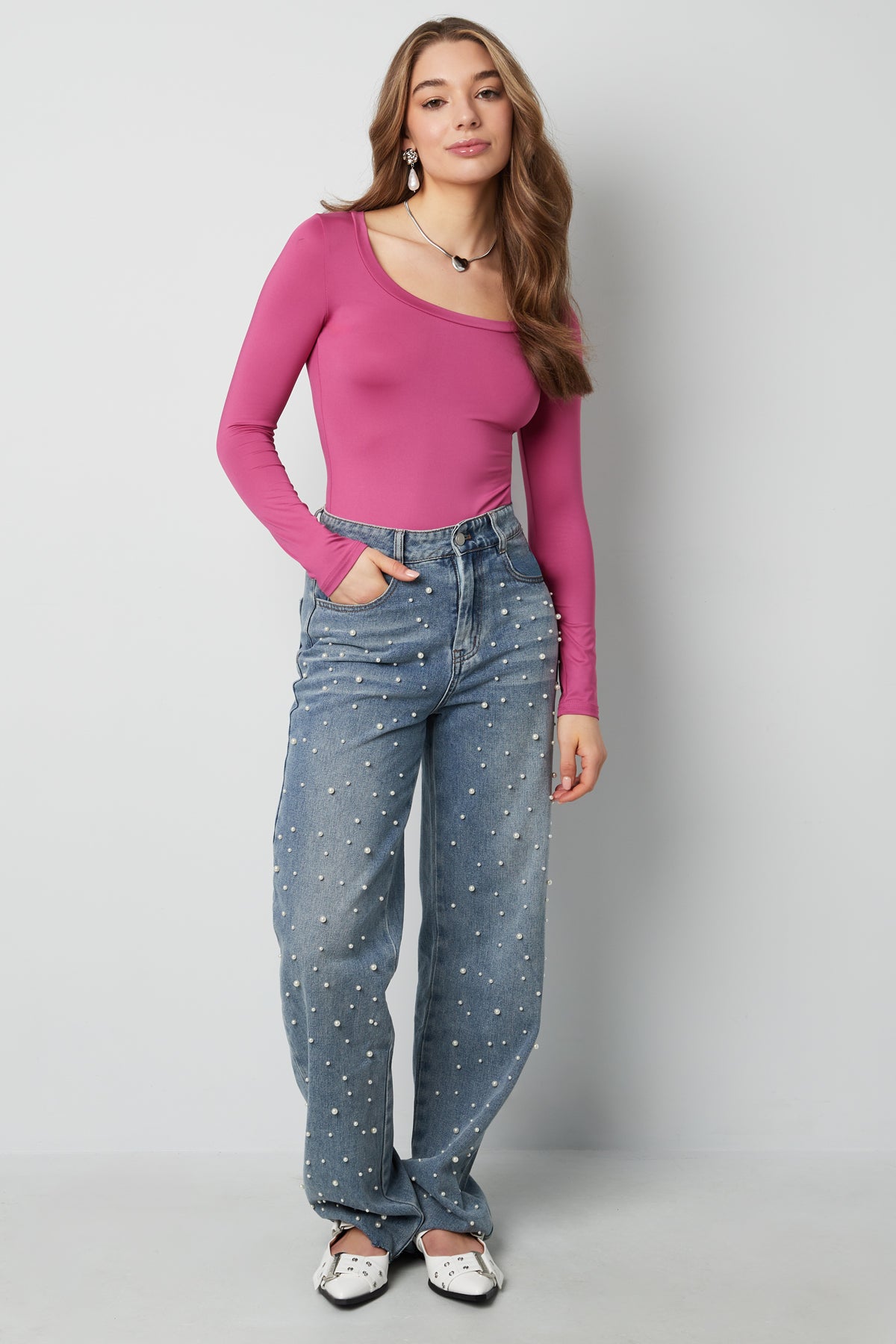 Polyester Damen Langarm-Bodysuit Hohe Dehnbarkeit Formanpassend