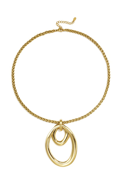 Halsketten mit Anhänger aus Edelstahl, Kreis, Lässig, Alltag, Schlichte Serie, Damenschmuck
