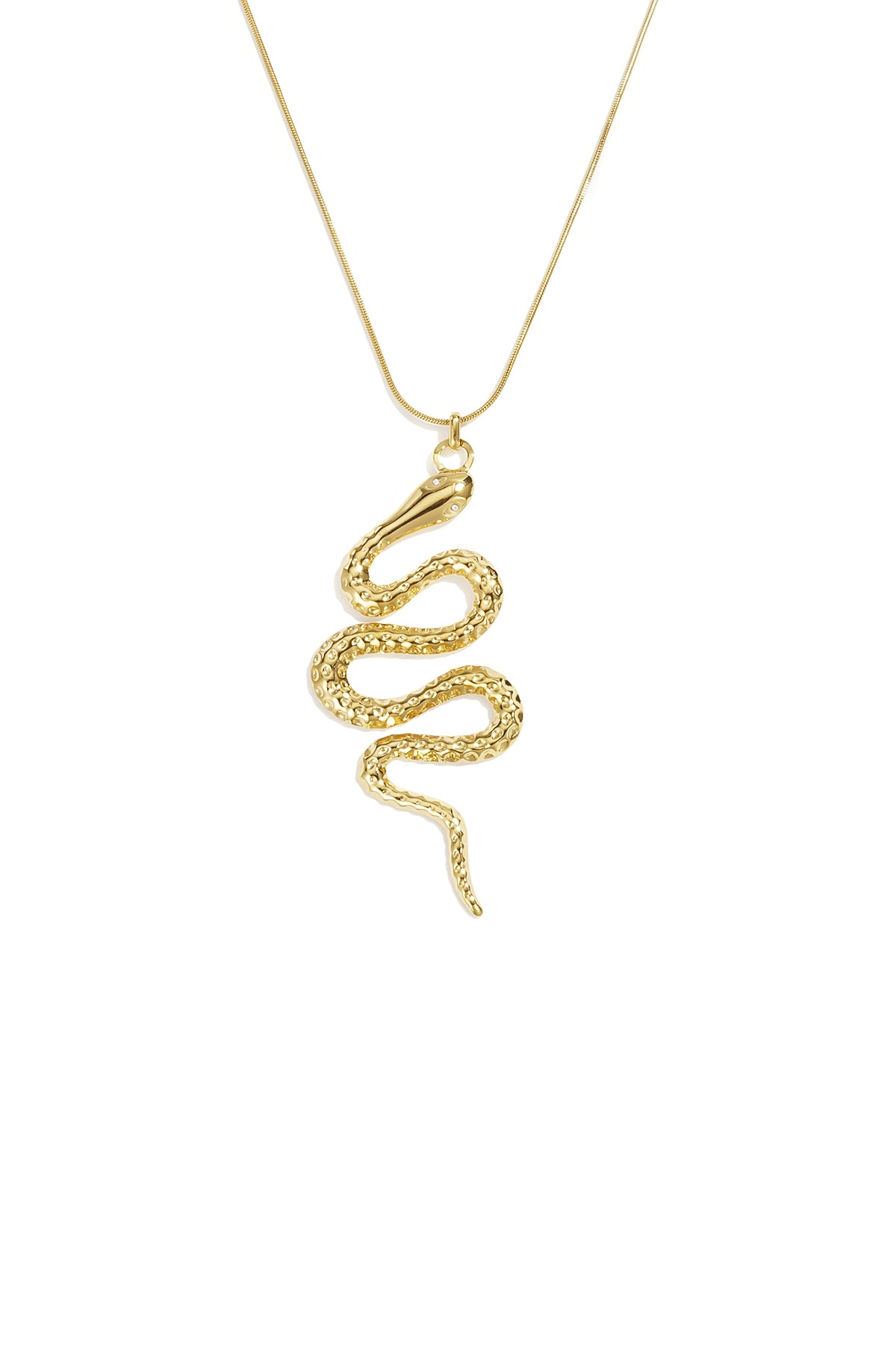 Lange Halskette aus Edelstahl, Schlangenmotiv, schlichte Alltags-Serie, Damenschmuck