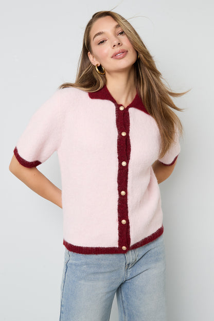 Gestrickte Polyesterfaser Damen Strickjacke Casual Farbkontrast