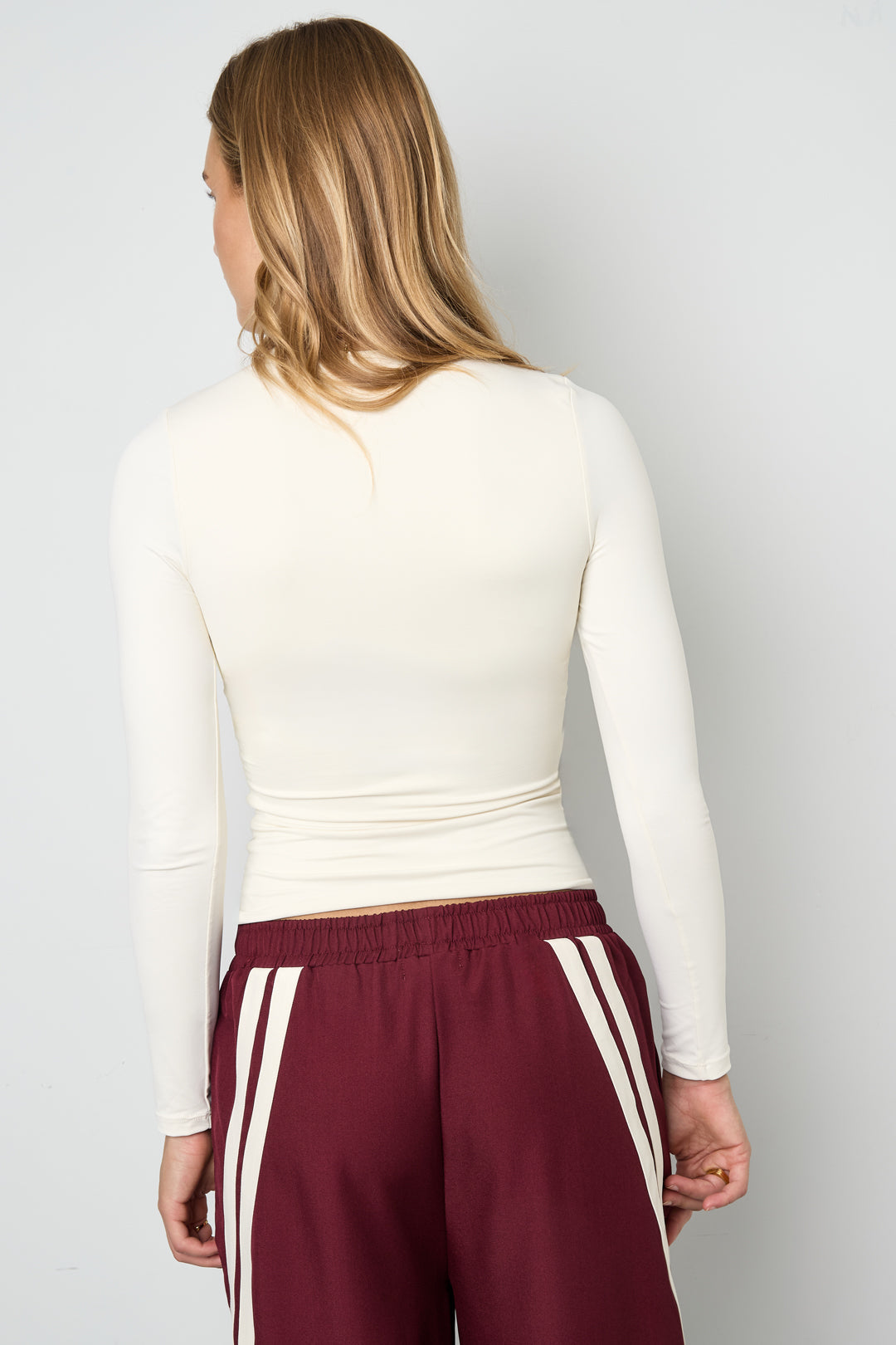 Strick-Nylon Damen Langarm-Oberteil Basic Einfarbig