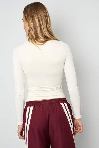 Strick-Nylon Damen Langarm-Oberteil Basic Einfarbig