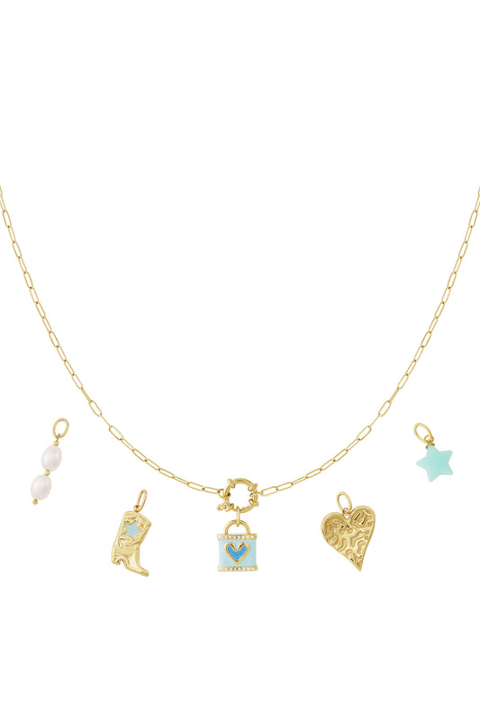 Blaue Herz DIY Halskette mit elegantem Herzanhänger für Damen