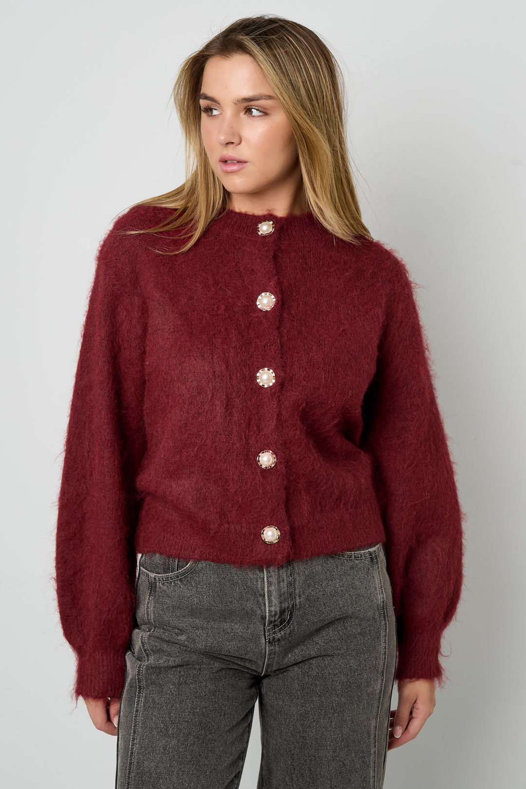 Gestrickte Polyesterfaser Damen Strickjacke Casual Einfarbig