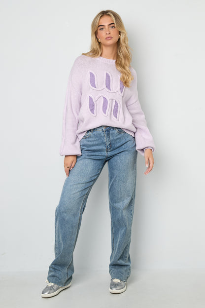 Gestrickte Polyesterfaser Damen Strickpullover Casual Letters
