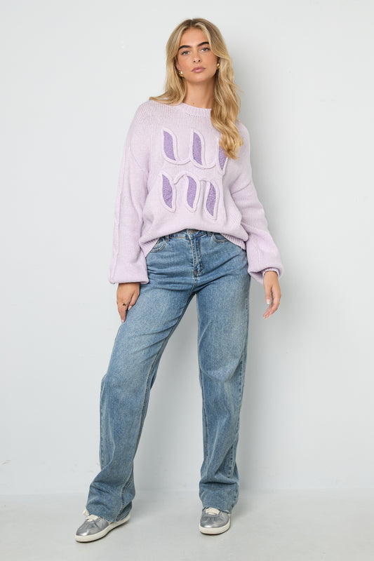 Gestrickte Polyesterfaser Damen Strickpullover Casual Letters