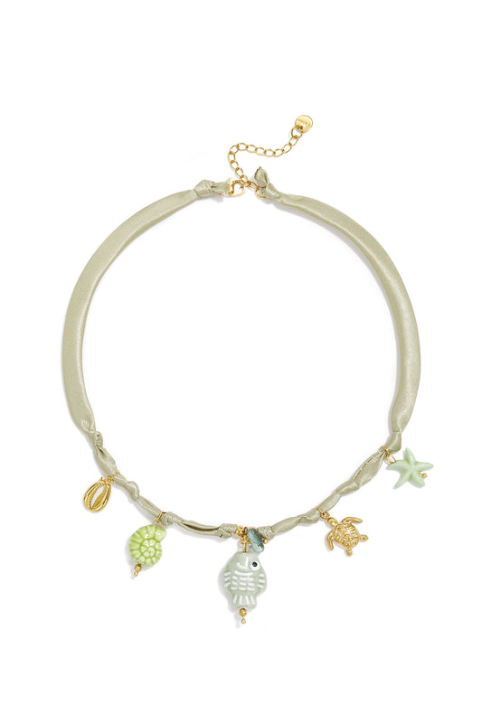 Geflochtene Halsketten aus Polyester, Fischmotiv, Urlaubs-/Strand-Romantik-Serie, Damenschmuck