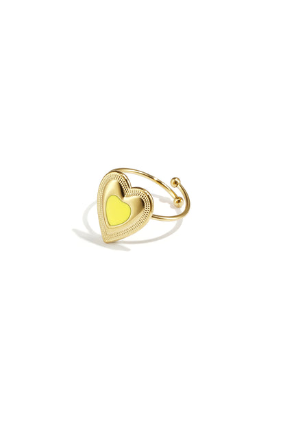 Verstellbarer Statement-Ring mit farbigem Herz