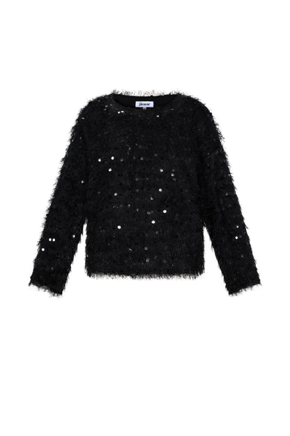 Gewebte Polyesterfaser Damen Langarm Oberteil Elegantes Pailletten