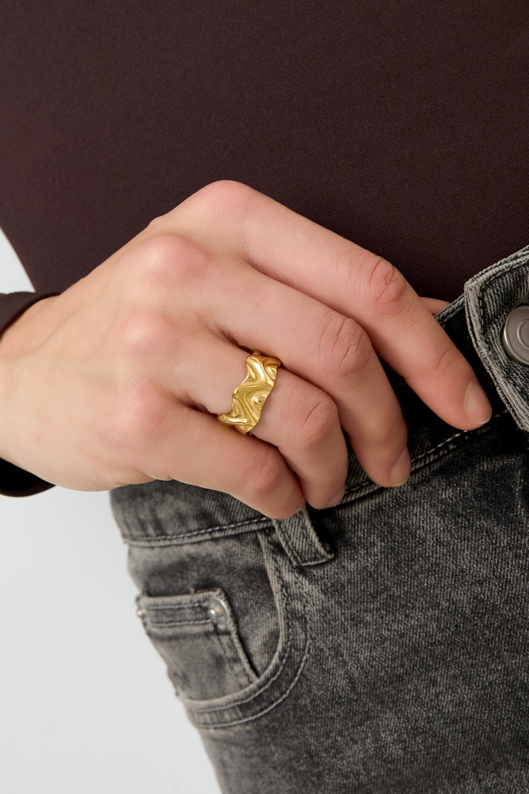 Edelstahl Minimalistische Ringe unregelmäßige Form Casual Daily Simple Serie Damenschmuck
