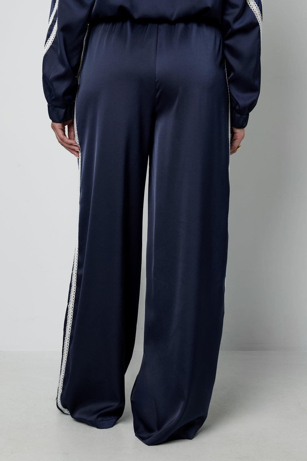 Gewebte Polyesterfaser Damen Gerade Hose Sportlich Farbkontrast