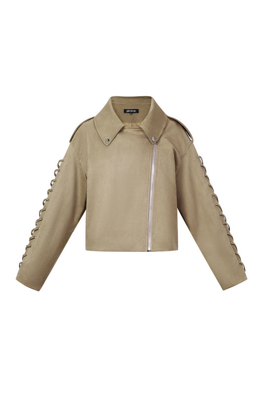 Woven Polyester Fiber Damenjacke Street Style Tie-up
