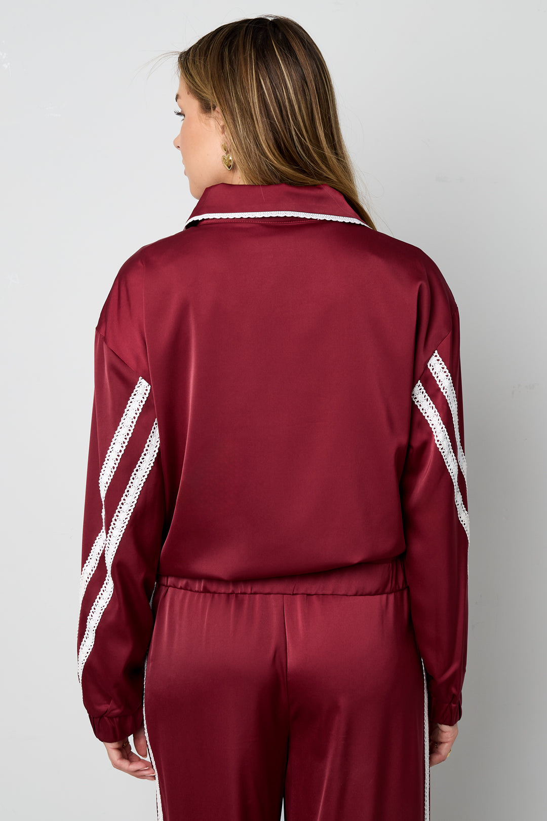 Gewebte Polyesterfaser Damenjacke Sportlich Farbkontrast 2-teiliges Set