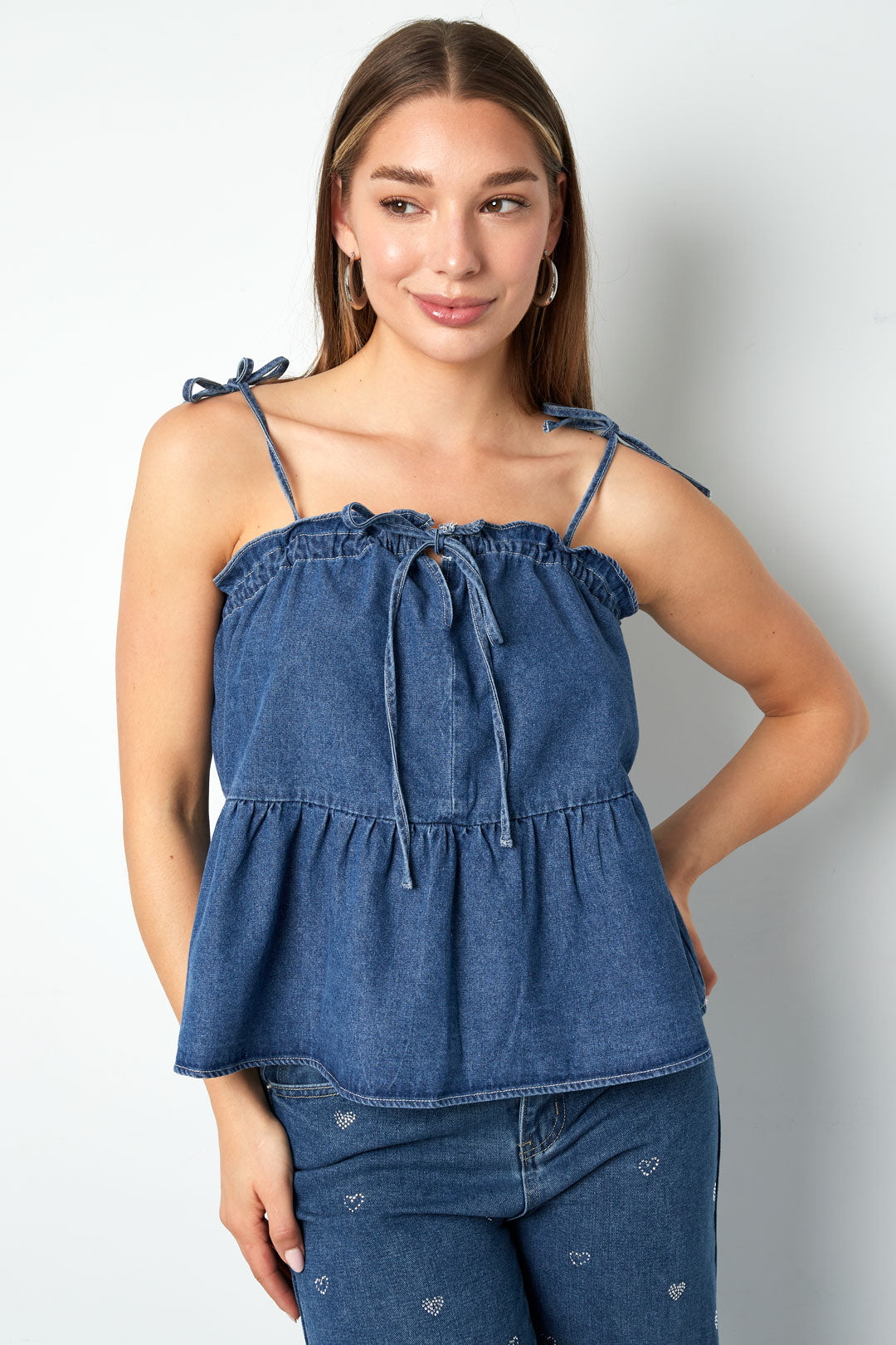 Gewebte Jeans Damen Casual Top Frühling/Sommer Einfarbig