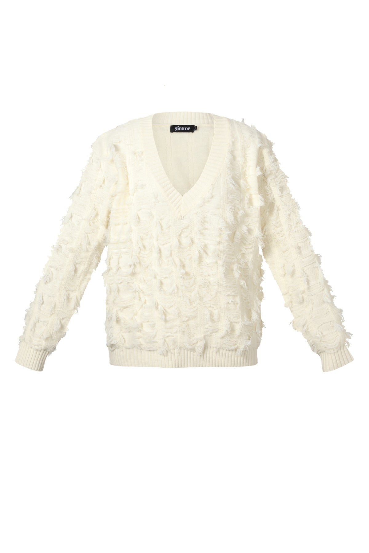 V-Pullover mit Fransen