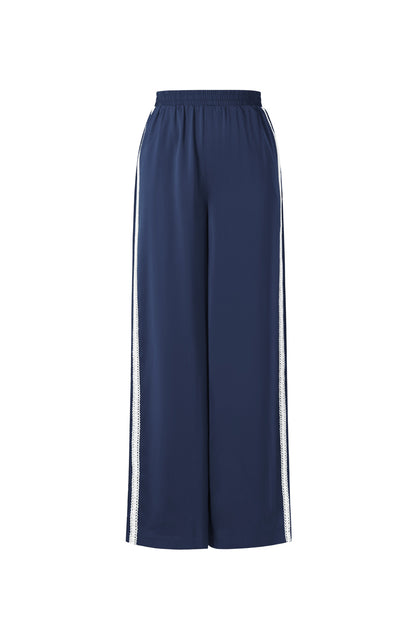 Gewebte Polyesterfaser Damen Gerade Hose Sportlich Farbkontrast