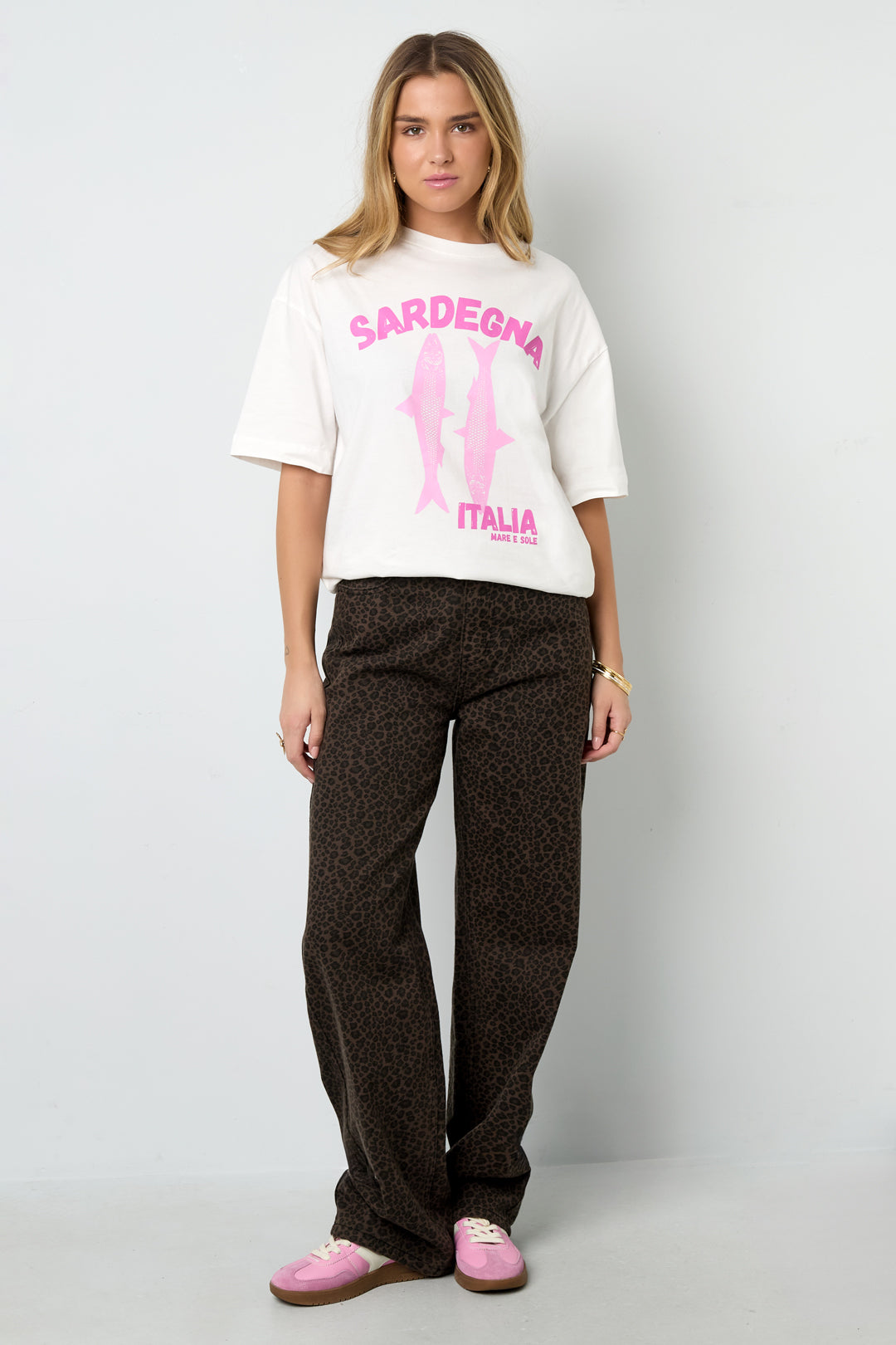 Baumwolle Gestrickte Damen T-Shirt Casual Tiermuster
