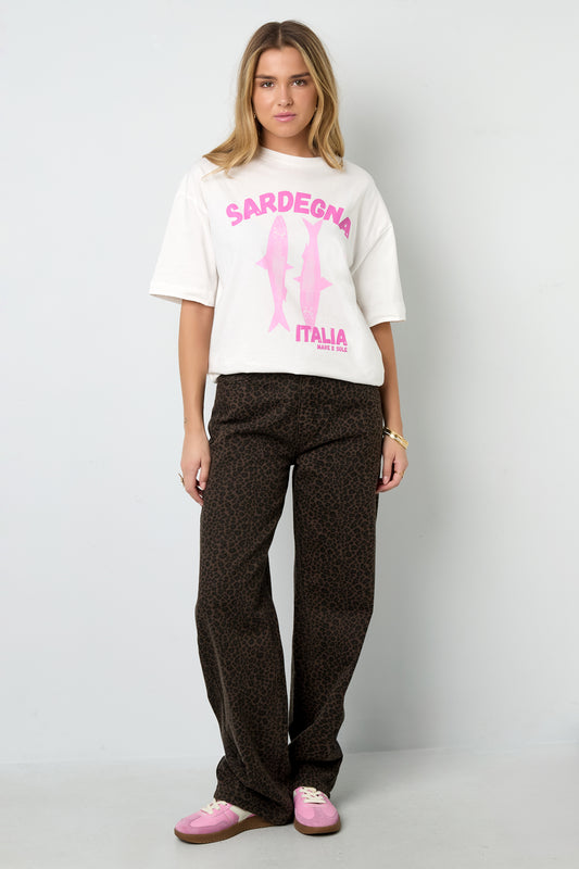 Baumwolle Gestrickte Damen T-Shirt Casual Tiermuster