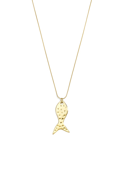 Lange Halskette aus Edelstahl, Fischmotiv, lässig-schlichte Serie, Damenschmuck